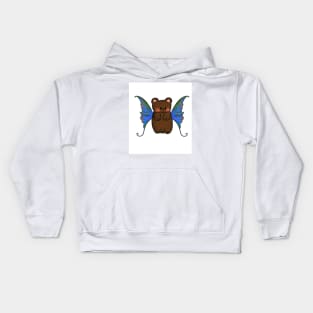 Fairy Bear With Blue/Green/Orange Wings Kids Hoodie